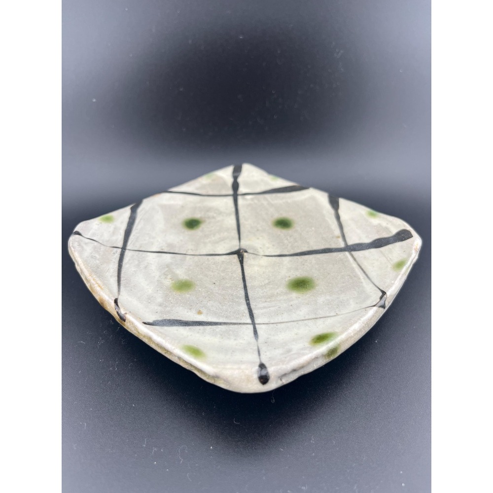 Vintage Studio Pottery Plate – Japanese Wabi Sabi Harlequin Stoneware - Picture 3 of 13